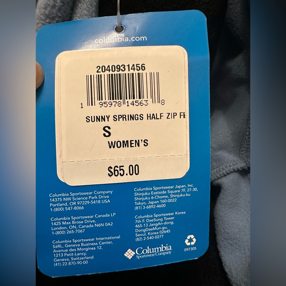 NWT Columbia Sunny Springs Half Zip Lightweight Blue Fleece Jacket, Size Small - Picture 7 of 8